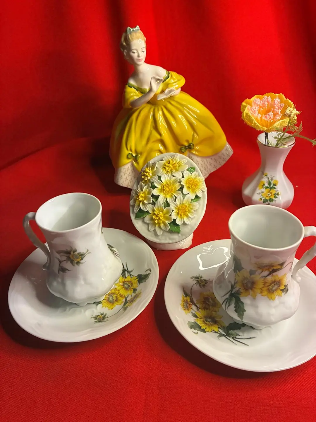 A. Giraud & Cie Limoges “Gaillarda” 2’li Çikolata Boy Fincan Takımı – Fransız Vintage Porselen