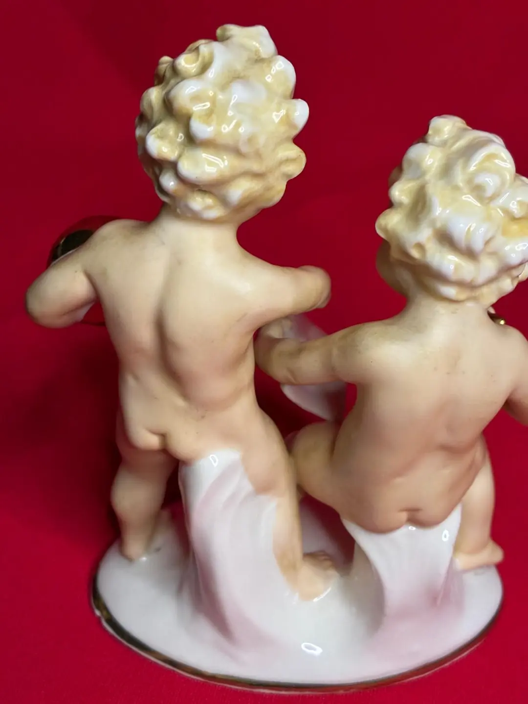 Antika Almanya Wallendorf Porzellan Putti/Cherub (Melek Çocuklar) Çift Figür 1900'lü Yılların Başı