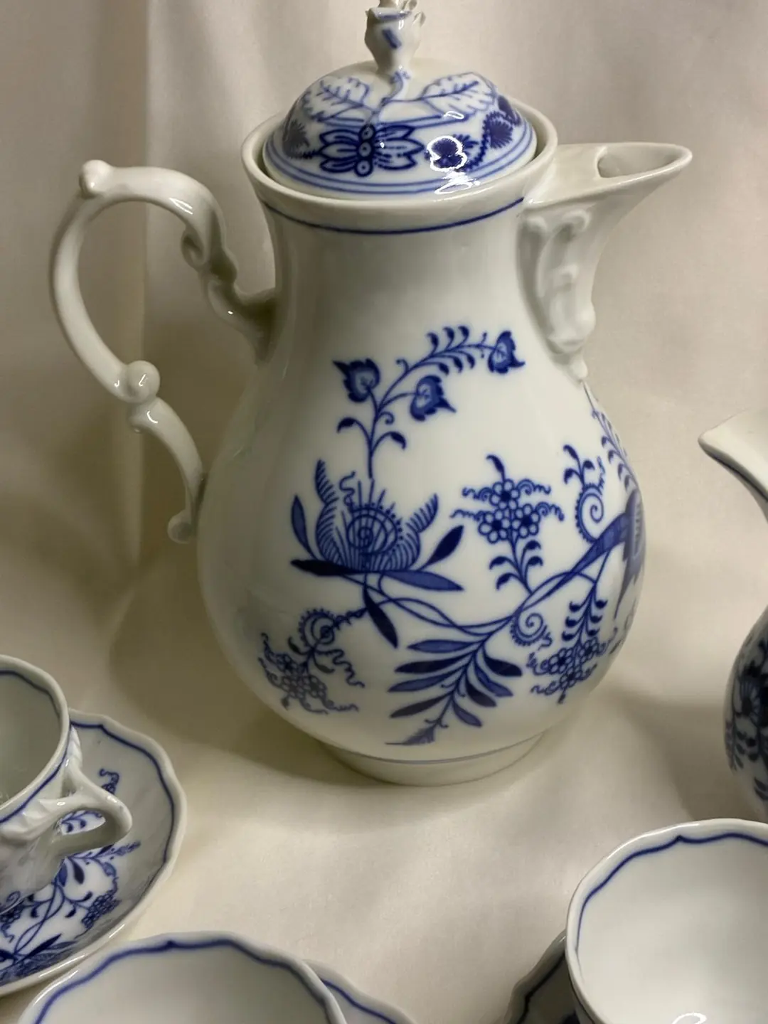 Çekoslovakya Blue Onion (Soğan Desenli) 6 Kişilik Kahve Takımı – Orijinal Taç Damgalı