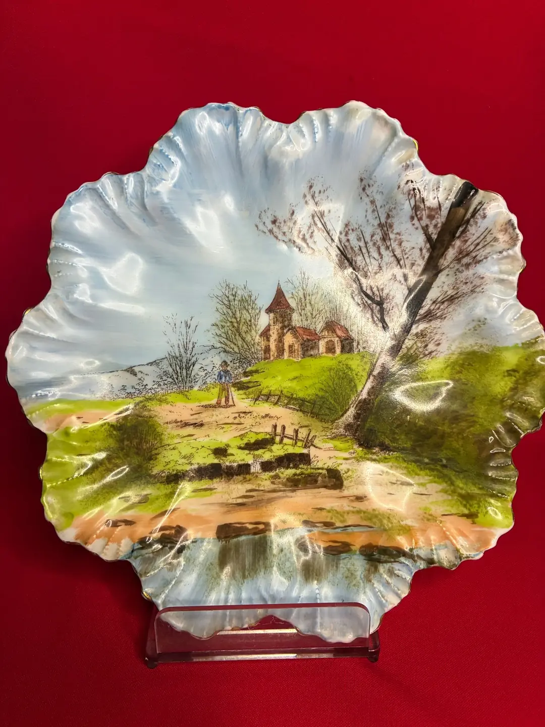 Limoges Fransa El Boyama Duvar Tabağı – 20. yy Başları