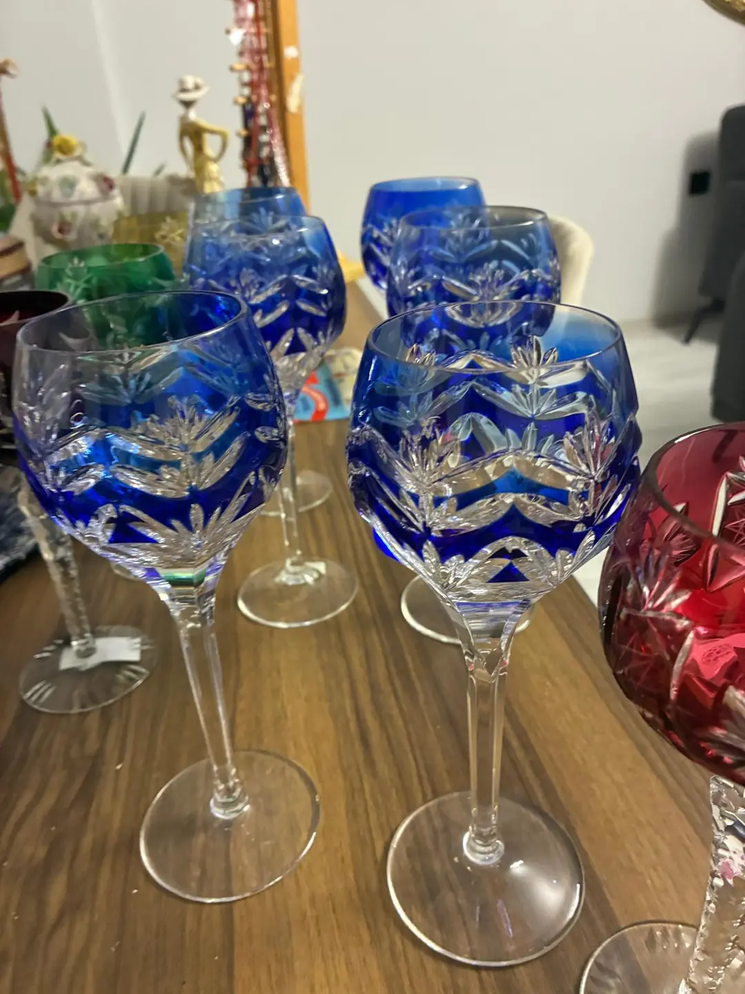 NACHTMANN 6 Adet Kobalt Mavi Kesme Kristal Kadeh 1980'ler